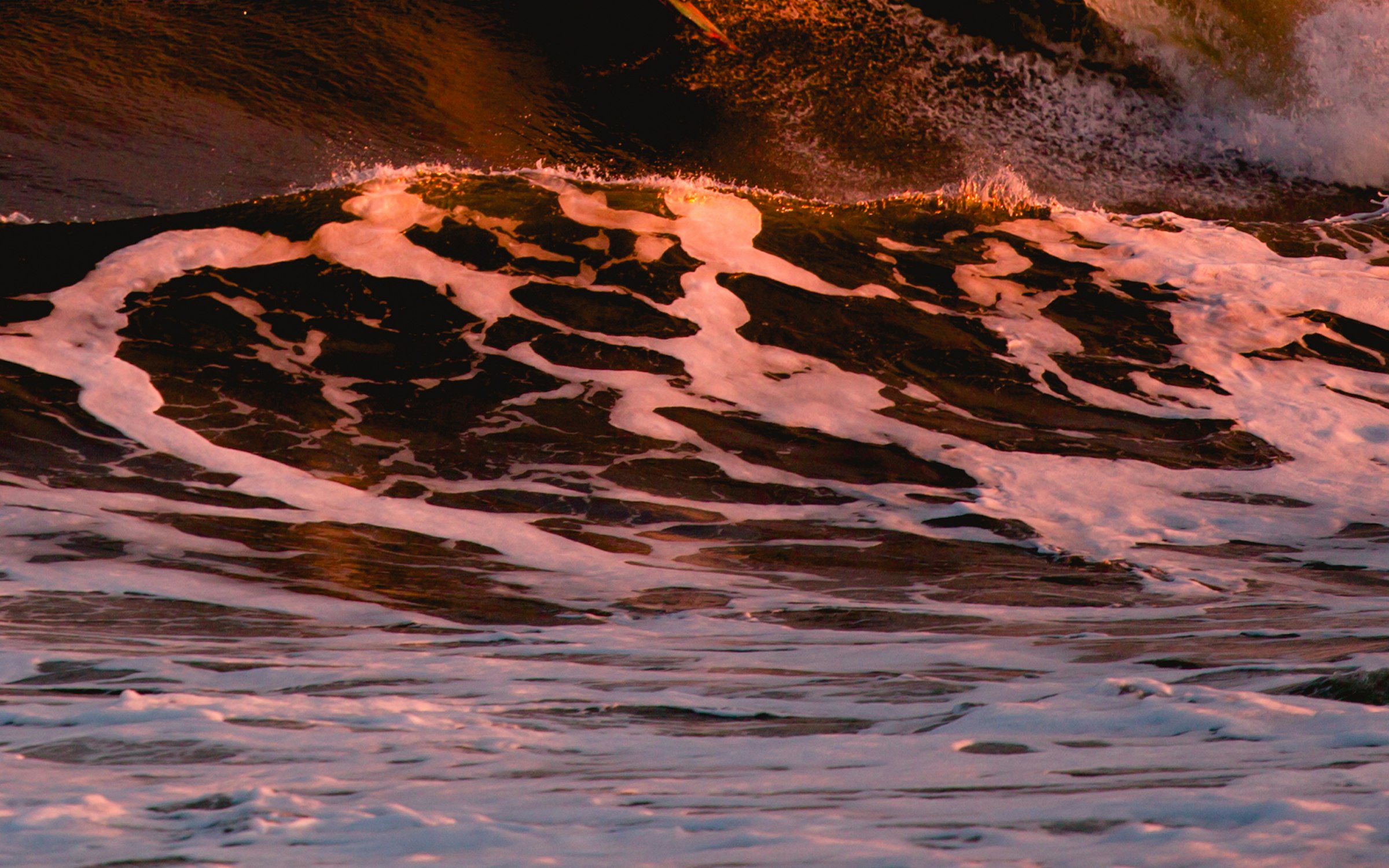Bondi coastline glowing at golden hour